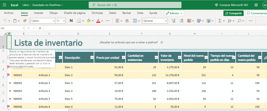 cómo hacer un inventario en excel con las plantillas.